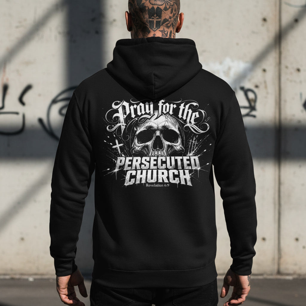 Pray for the Persecuted Church hoodie, alt Christian streetwear in black
