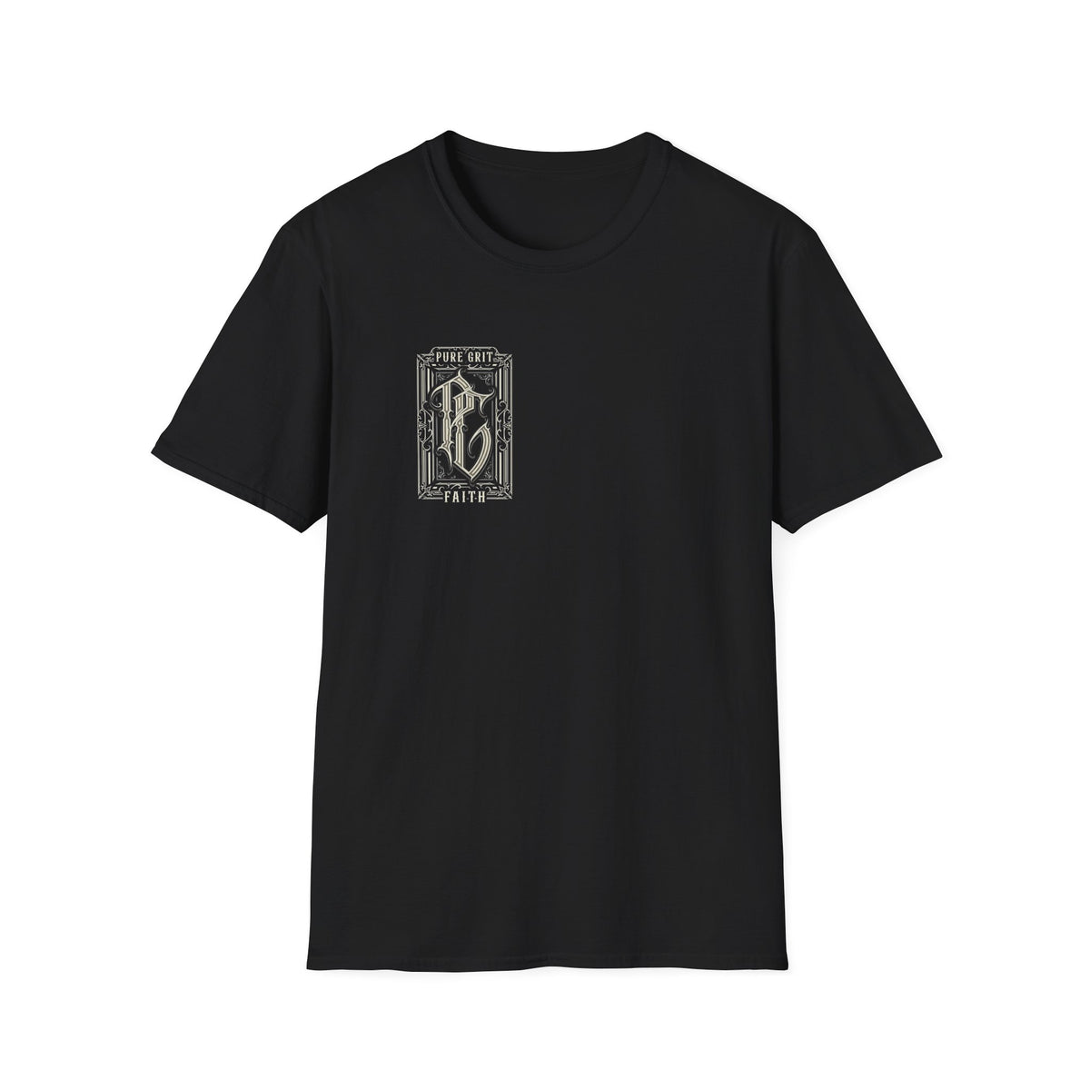Black t-shirt with the Blood of the Martyrs design in white across the back